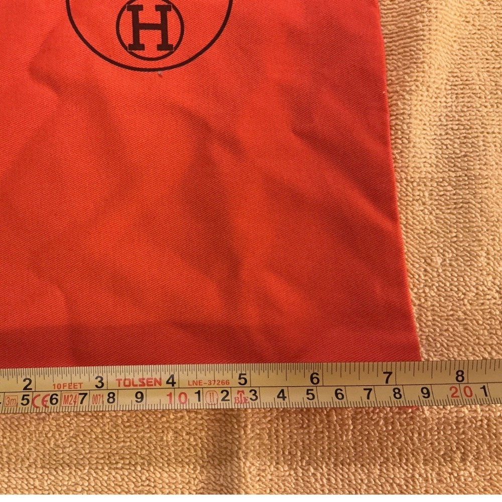 Hermes Dust Bag Unisex OS Orange Excellent Herringbone Canvas Drawstring Pouch - Picture 4 of 6
